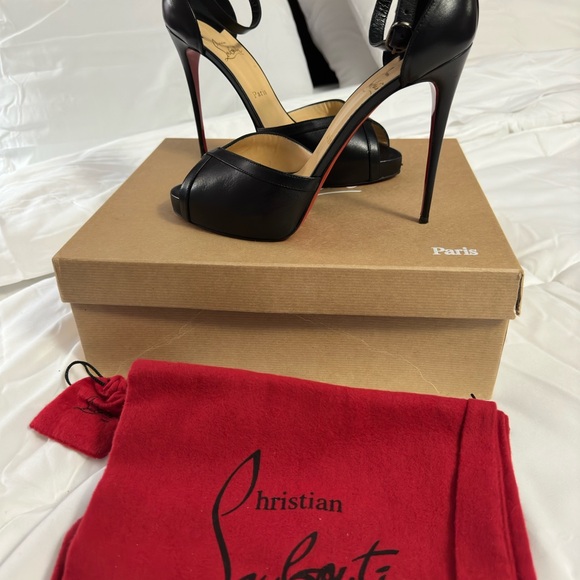 Christian Louboutin Very Kathy 12, Black Leather Sandals Sz 42 - Picture 6 of 13
